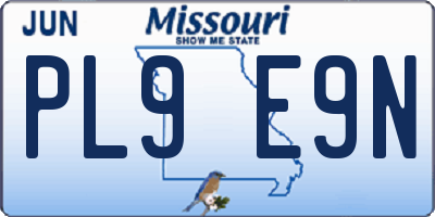 MO license plate PL9E9N