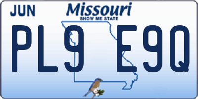 MO license plate PL9E9Q