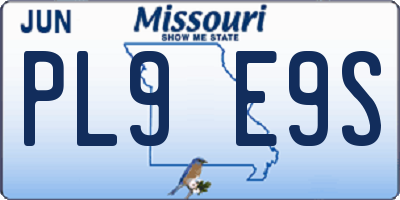 MO license plate PL9E9S