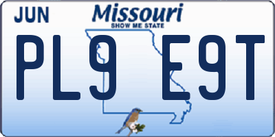 MO license plate PL9E9T