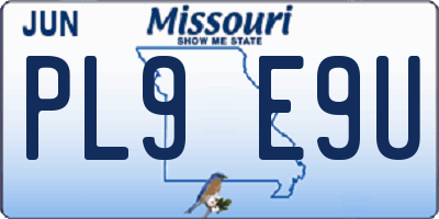 MO license plate PL9E9U