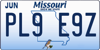 MO license plate PL9E9Z