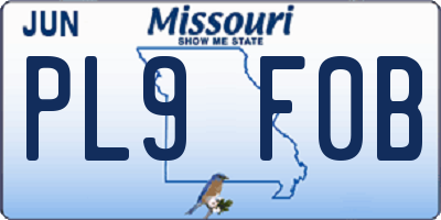 MO license plate PL9F0B