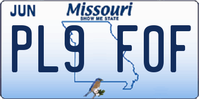 MO license plate PL9F0F