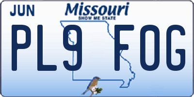 MO license plate PL9F0G
