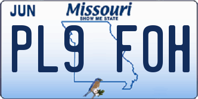 MO license plate PL9F0H