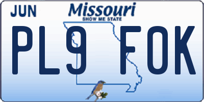 MO license plate PL9F0K