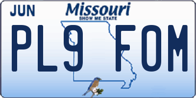 MO license plate PL9F0M