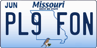 MO license plate PL9F0N