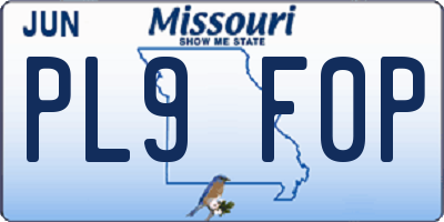 MO license plate PL9F0P