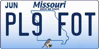 MO license plate PL9F0T