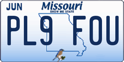 MO license plate PL9F0U