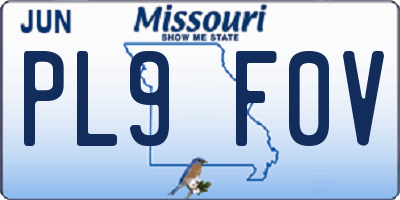 MO license plate PL9F0V