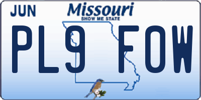 MO license plate PL9F0W