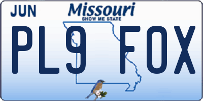 MO license plate PL9F0X