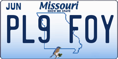 MO license plate PL9F0Y