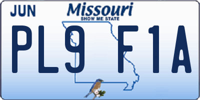 MO license plate PL9F1A