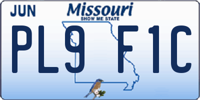 MO license plate PL9F1C