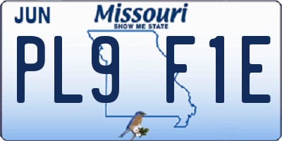 MO license plate PL9F1E