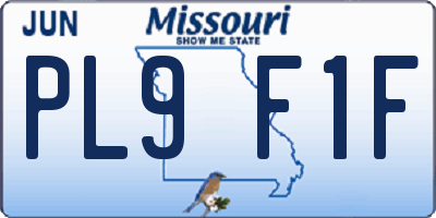MO license plate PL9F1F