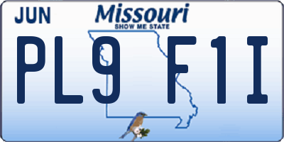 MO license plate PL9F1I