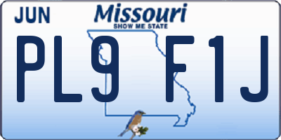 MO license plate PL9F1J