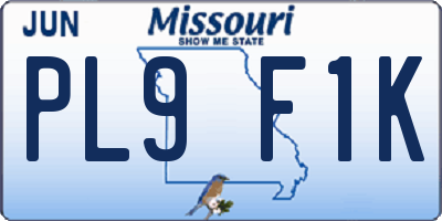 MO license plate PL9F1K