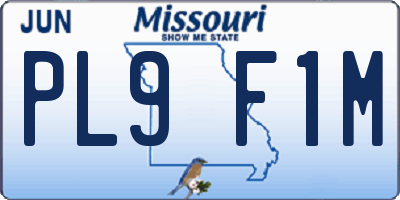 MO license plate PL9F1M