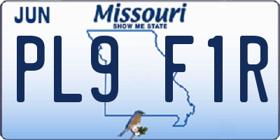 MO license plate PL9F1R