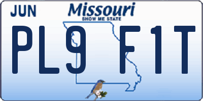 MO license plate PL9F1T