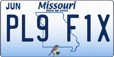 MO license plate PL9F1X