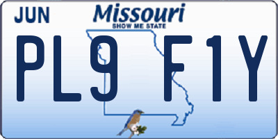 MO license plate PL9F1Y