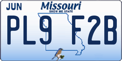 MO license plate PL9F2B