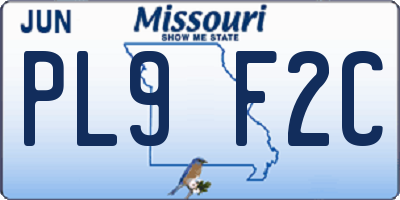MO license plate PL9F2C