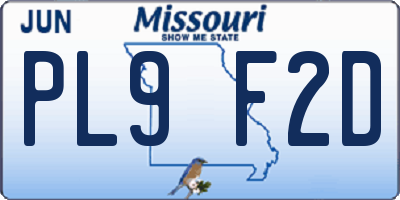 MO license plate PL9F2D