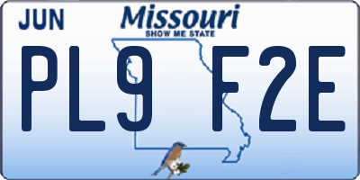 MO license plate PL9F2E