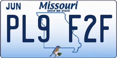 MO license plate PL9F2F