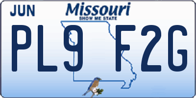 MO license plate PL9F2G