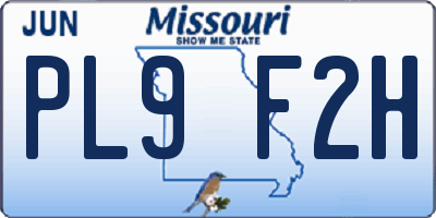 MO license plate PL9F2H