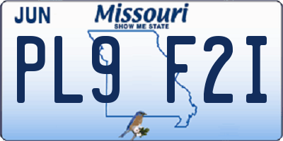 MO license plate PL9F2I