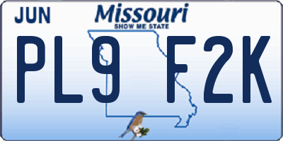 MO license plate PL9F2K