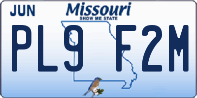 MO license plate PL9F2M