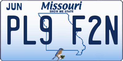 MO license plate PL9F2N