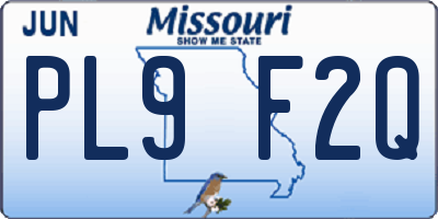 MO license plate PL9F2Q