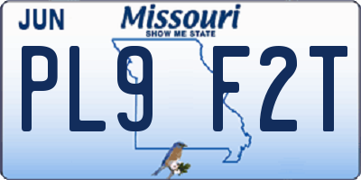 MO license plate PL9F2T