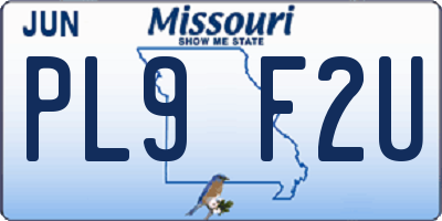MO license plate PL9F2U