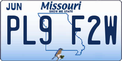 MO license plate PL9F2W
