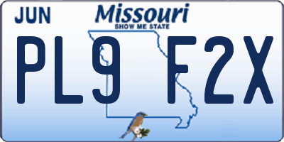 MO license plate PL9F2X