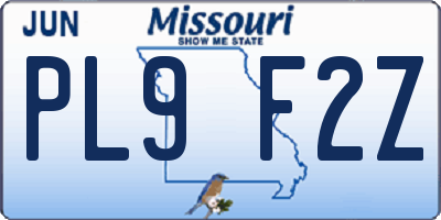 MO license plate PL9F2Z