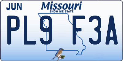 MO license plate PL9F3A